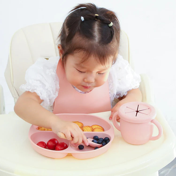 Plato de Silicona con Succión y Divisiones Rosado The Baby Nation