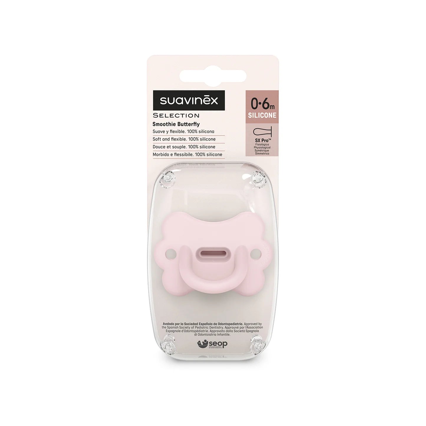 Chupete Rosewater Butterfly con Tetina Fisiologica SX Pro de Silicona 0/6 meses Suavinex