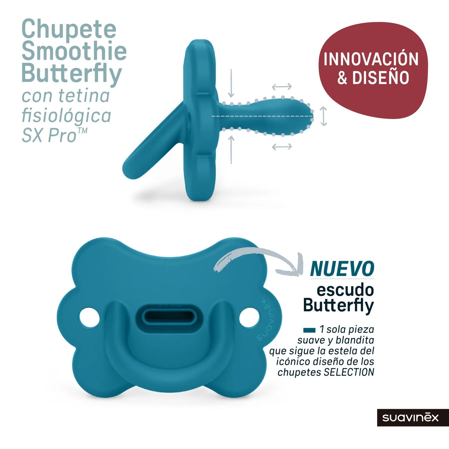 Chupete Lake Green Butterfly con Tetina Fisiologica SX Pro de Silicona 6/18 meses Suavinex