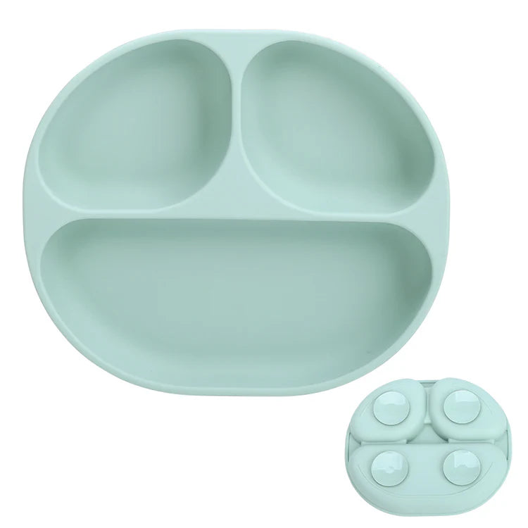 Plato de Silicona con Succión y Divisiones Azul The Baby Nation