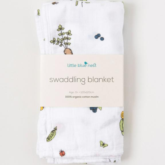 Swaddle In The Garden Little Blue Nest