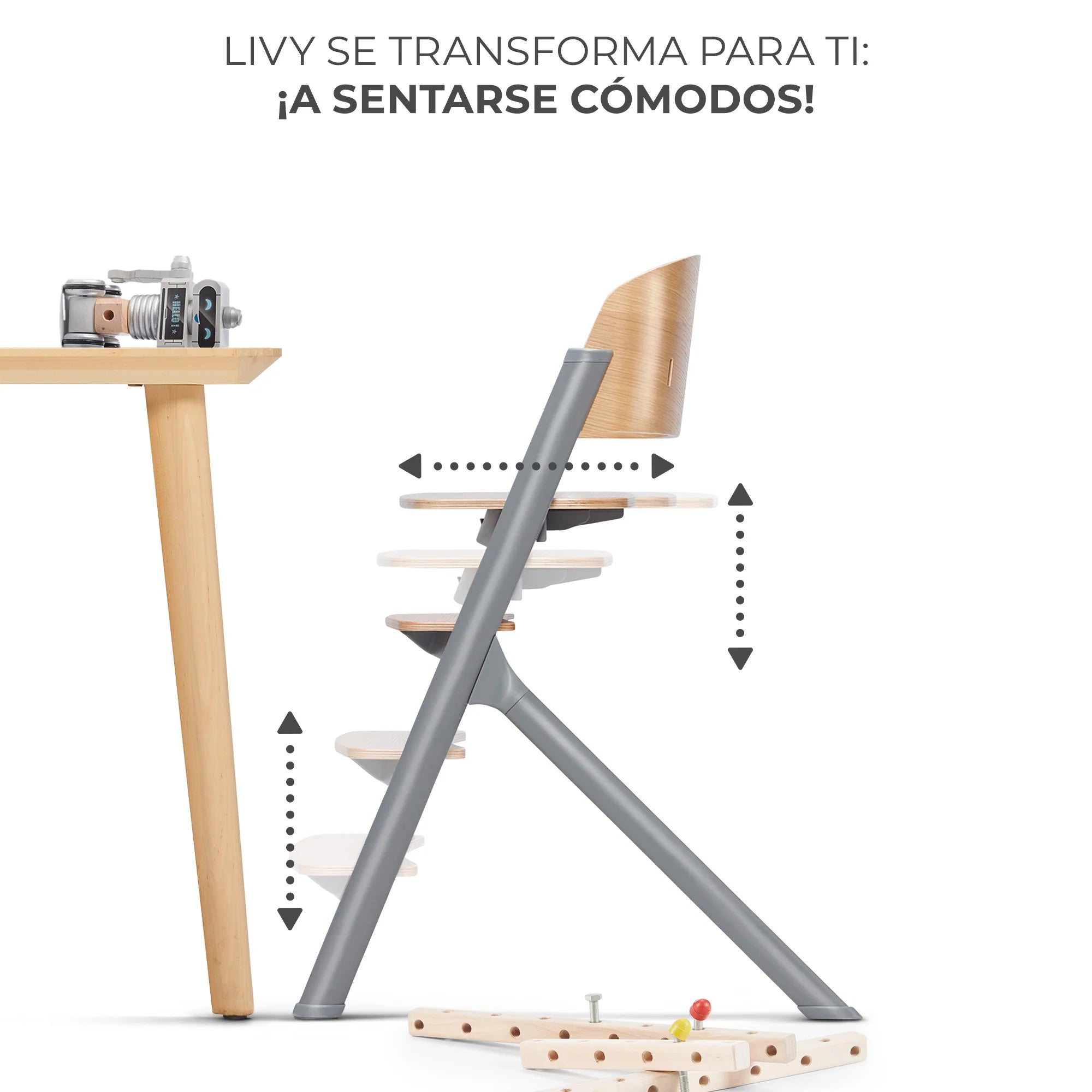 Silla de comer evolutiva LIVY 4 en 1 incluye silla mecedora Calmee KinderKraft