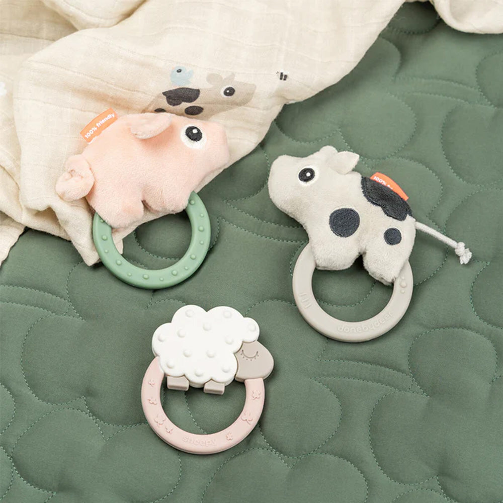 Sonajero sensorial con mordedor Pigee varios colores Done By Deer