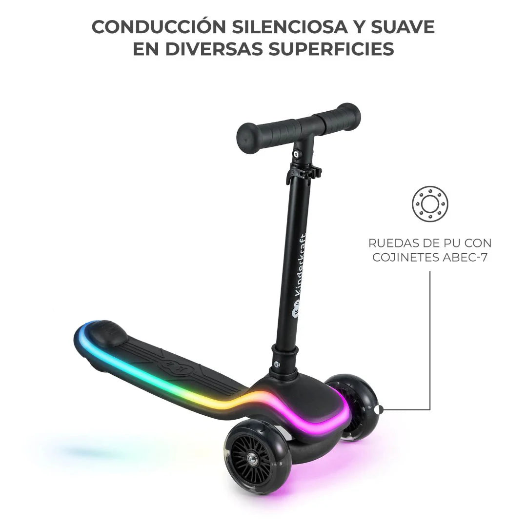 Scooter con luces LED Raket Black Kinderkraft