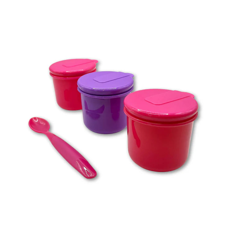 Pack de 3 Pocillos con Cuchara Rosada The Baby Nation