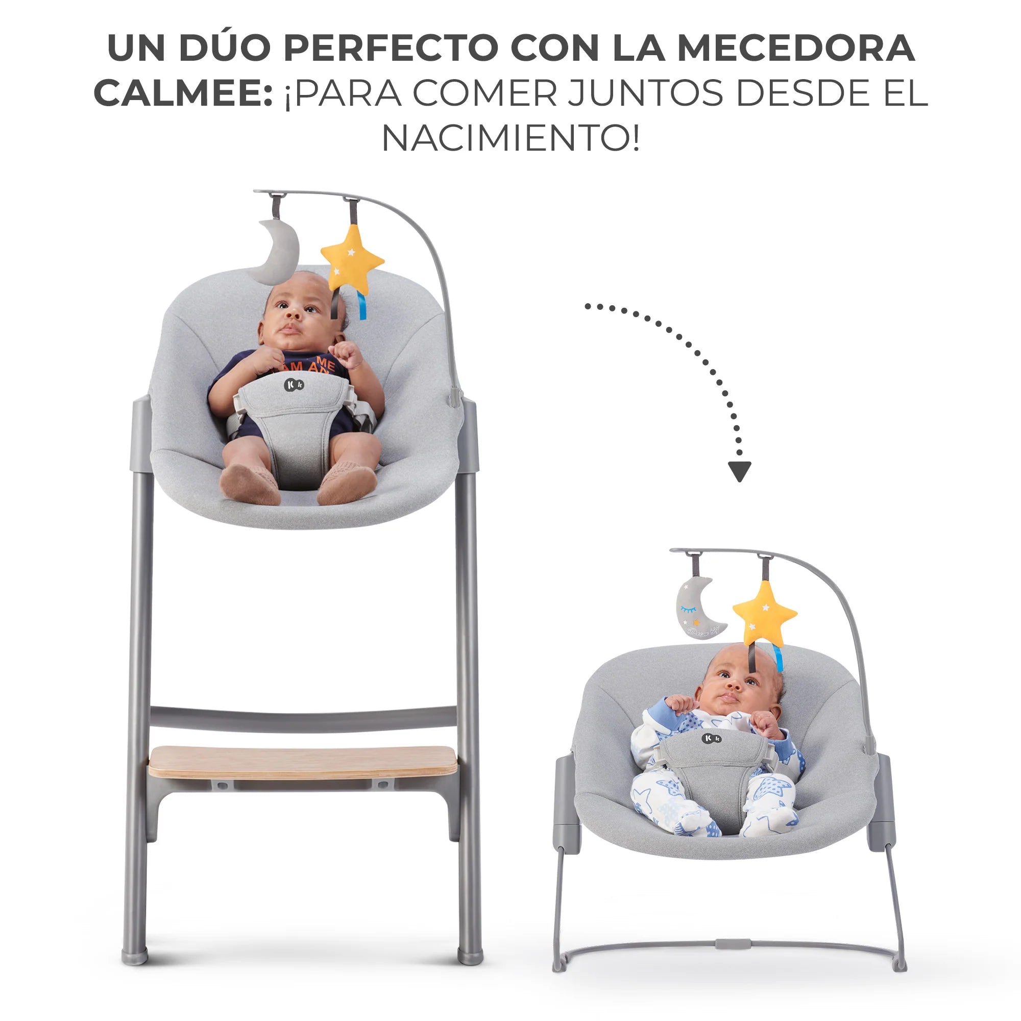 Silla de comer evolutiva LIVY 4 en 1 incluye silla mecedora Calmee KinderKraft