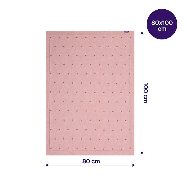 Manta Algodón Orgánico con Pompones Rosa 80x100 cm Rosa Clevamama