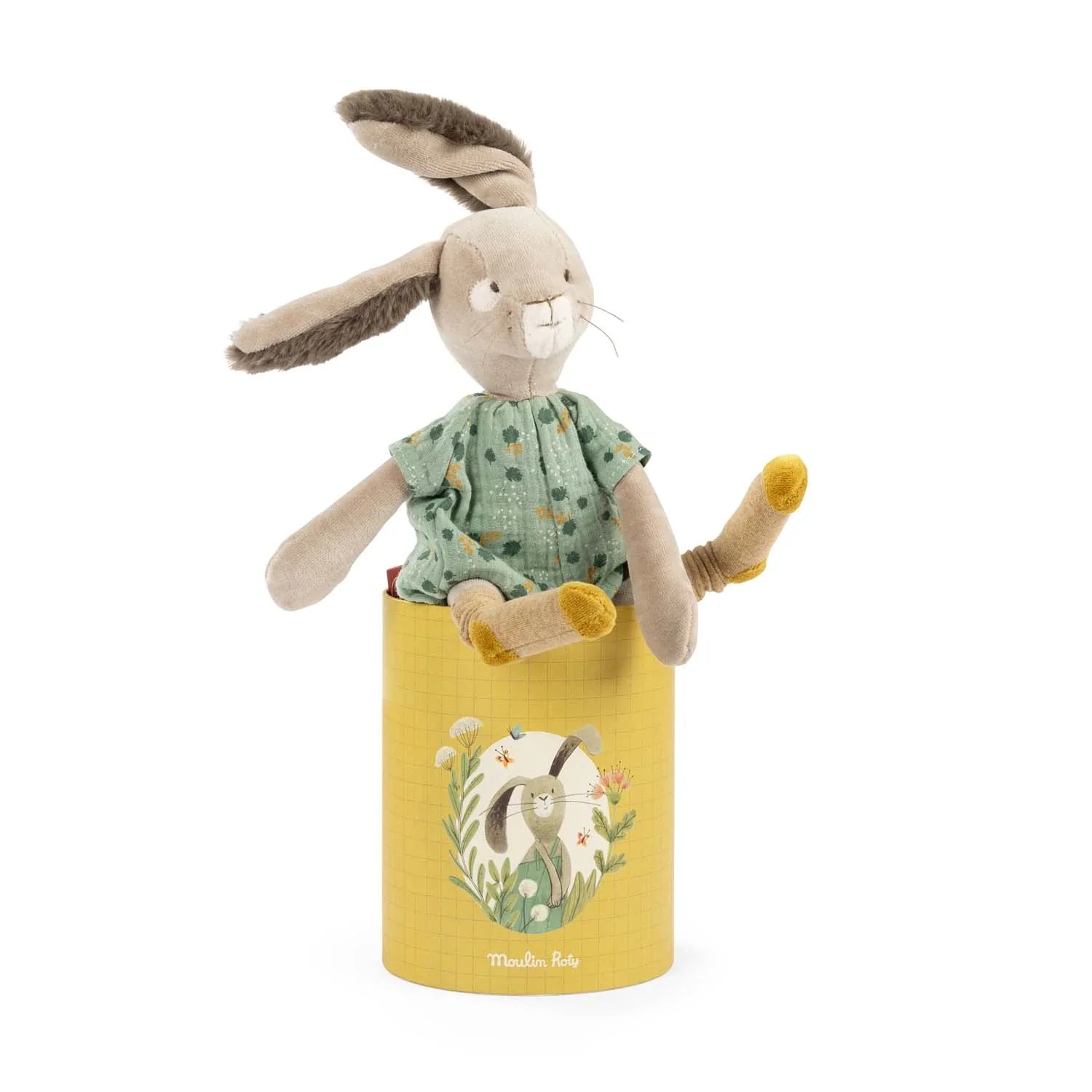 Muñeco Conejo salvia en caja Trois Petits Lapins Moulin Roty