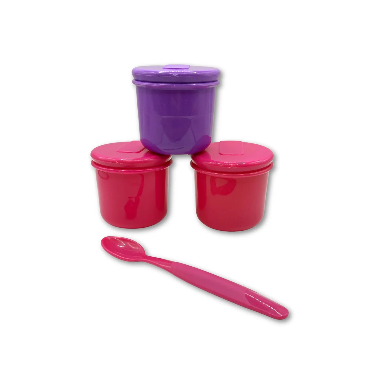 Pack de 3 Pocillos con Cuchara Rosada The Baby Nation