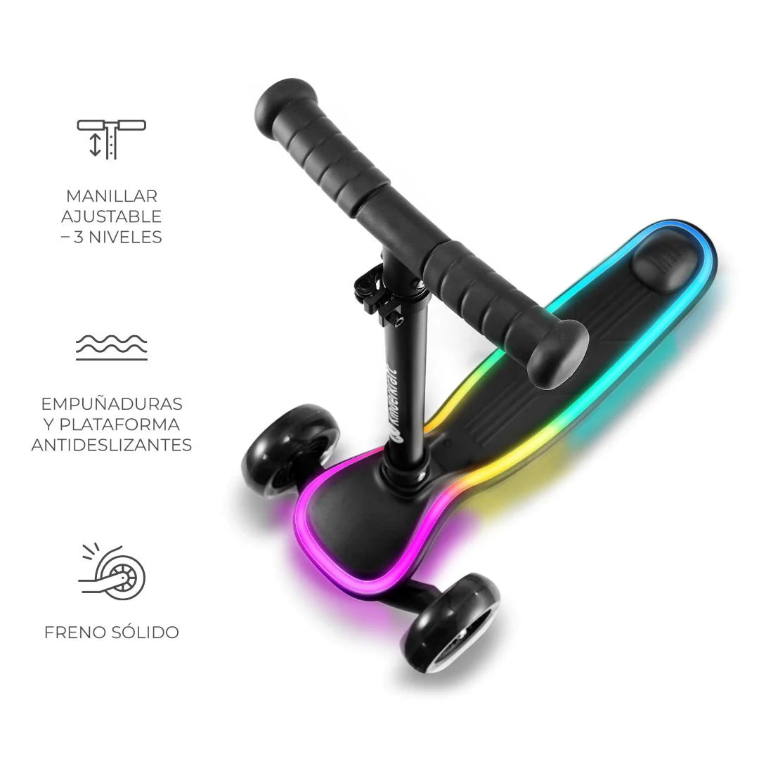 Scooter con luces LED Raket Black Kinderkraft