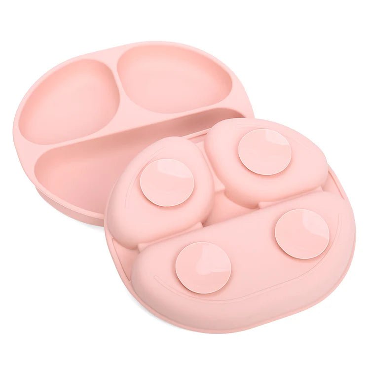 Plato de Silicona con Succión y Divisiones Rosado The Baby Nation