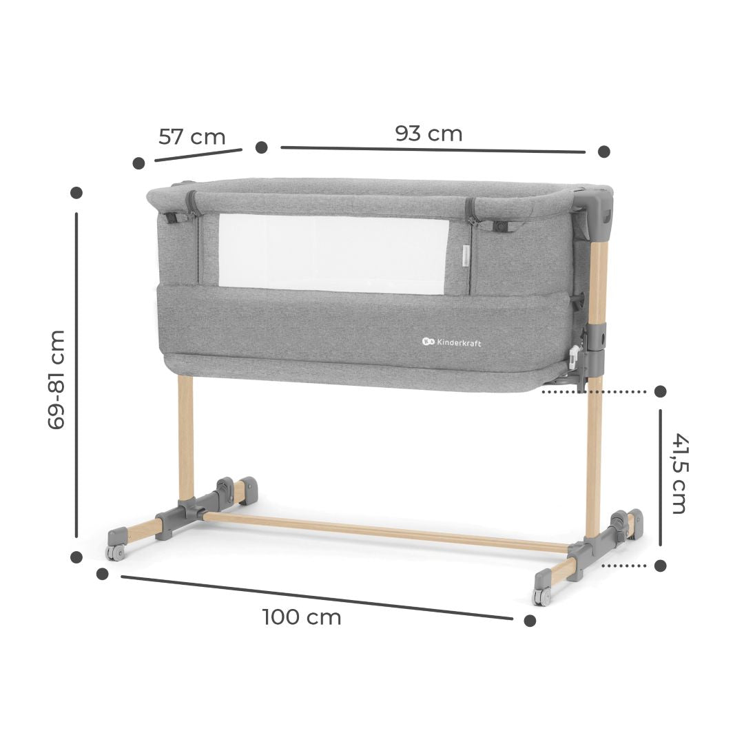 Cuna Colecho Neste Grow Light Grey Full Wood KinderKraft