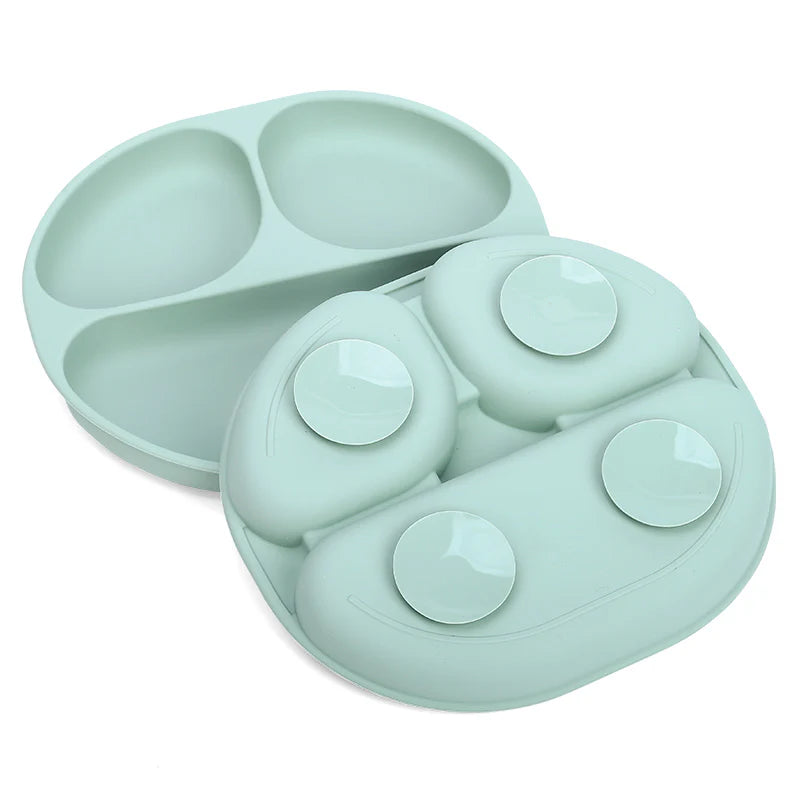 Plato de Silicona con Succión y Divisiones Azul The Baby Nation