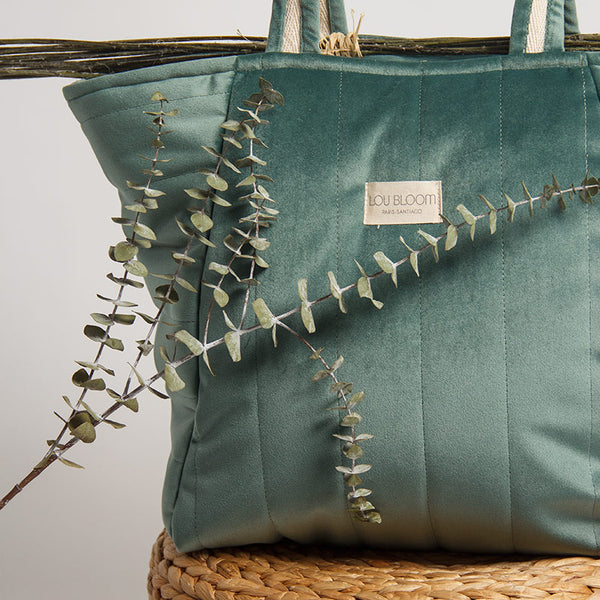 Bolso de maternidad eco-terciopelo Verde Eucalipto Lou Bloom