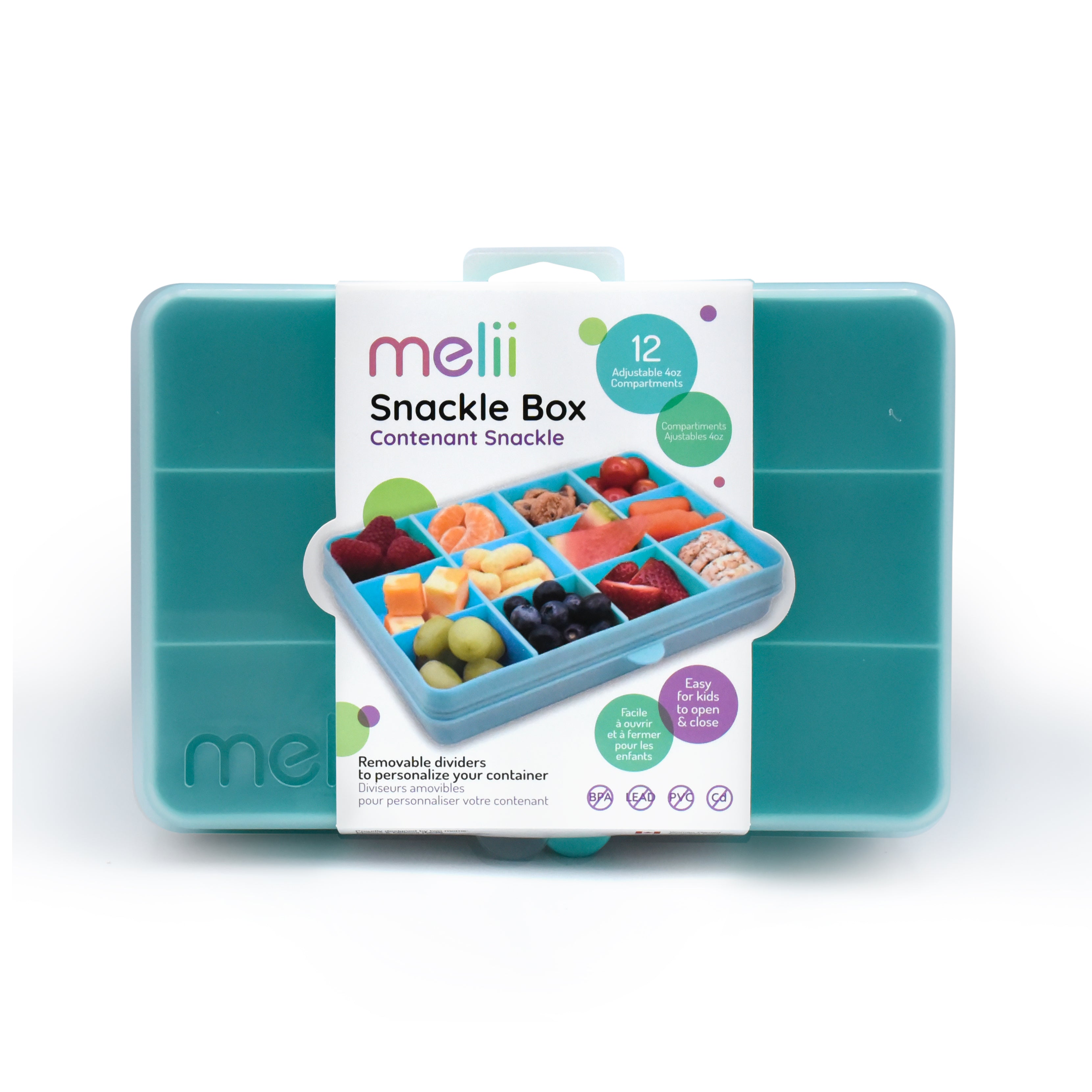 Caja contenedora para snack azul Melii