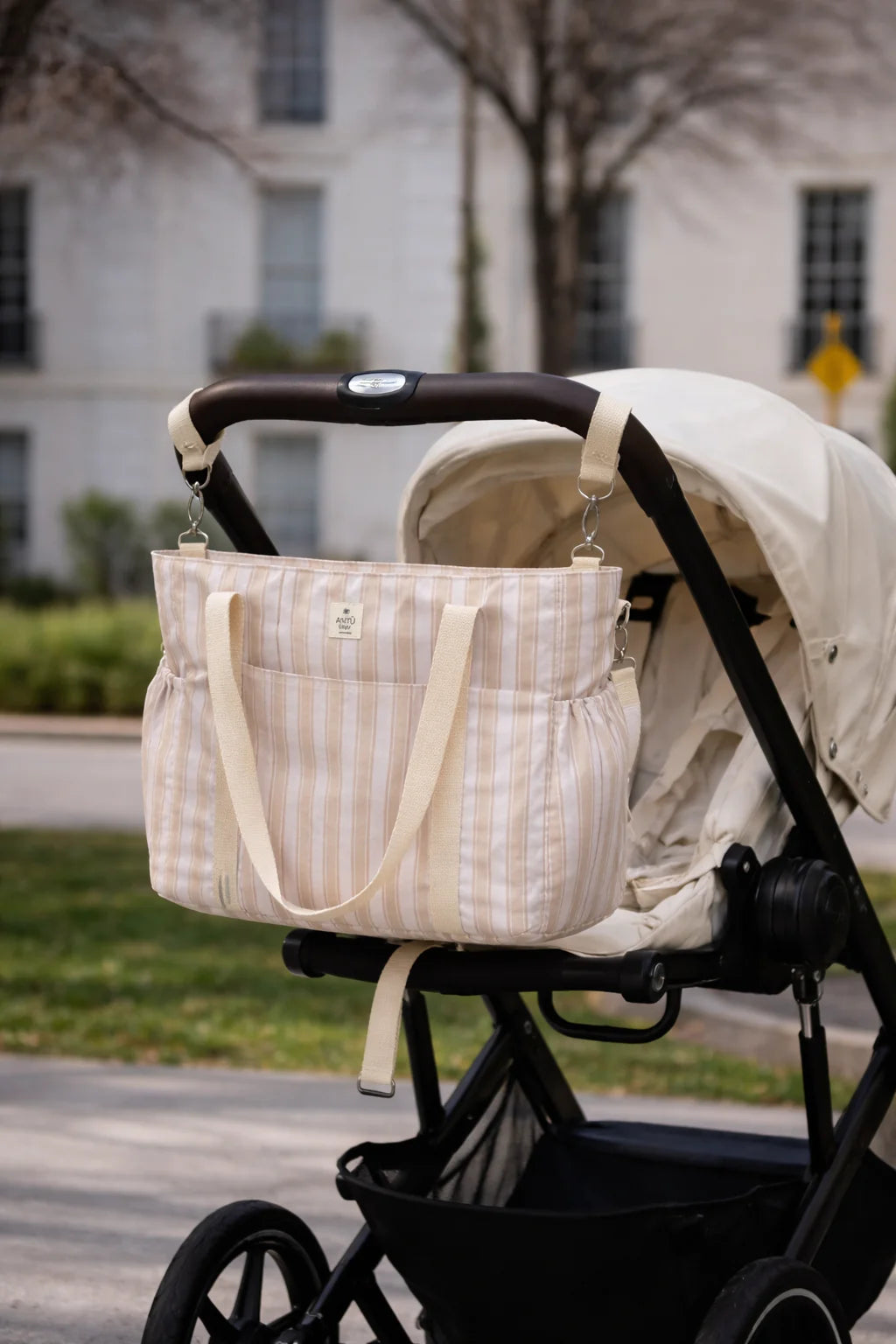 Bolso de Maternidad Rayas Beige Antu Baby
