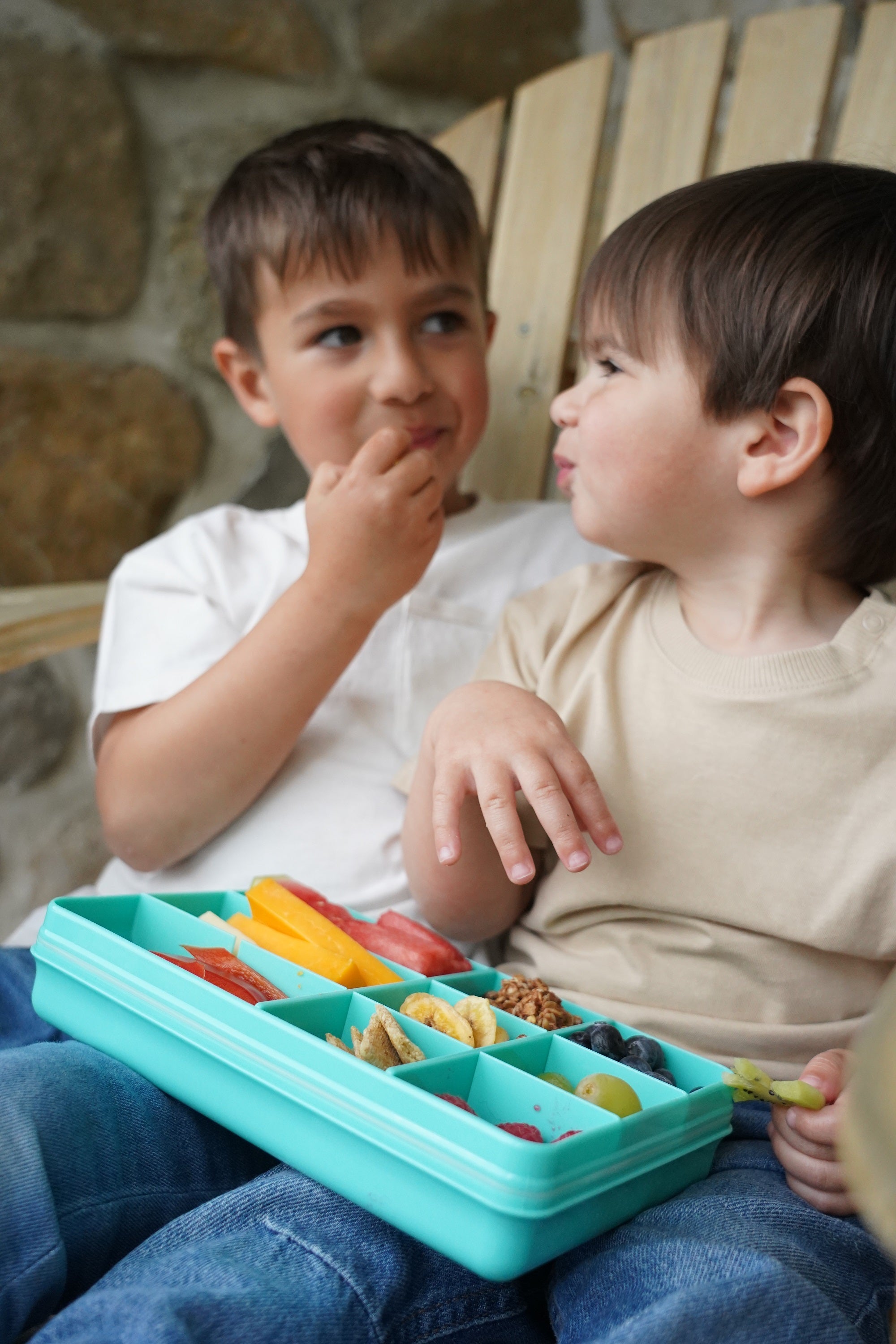 Caja contenedora para snack azul Melii