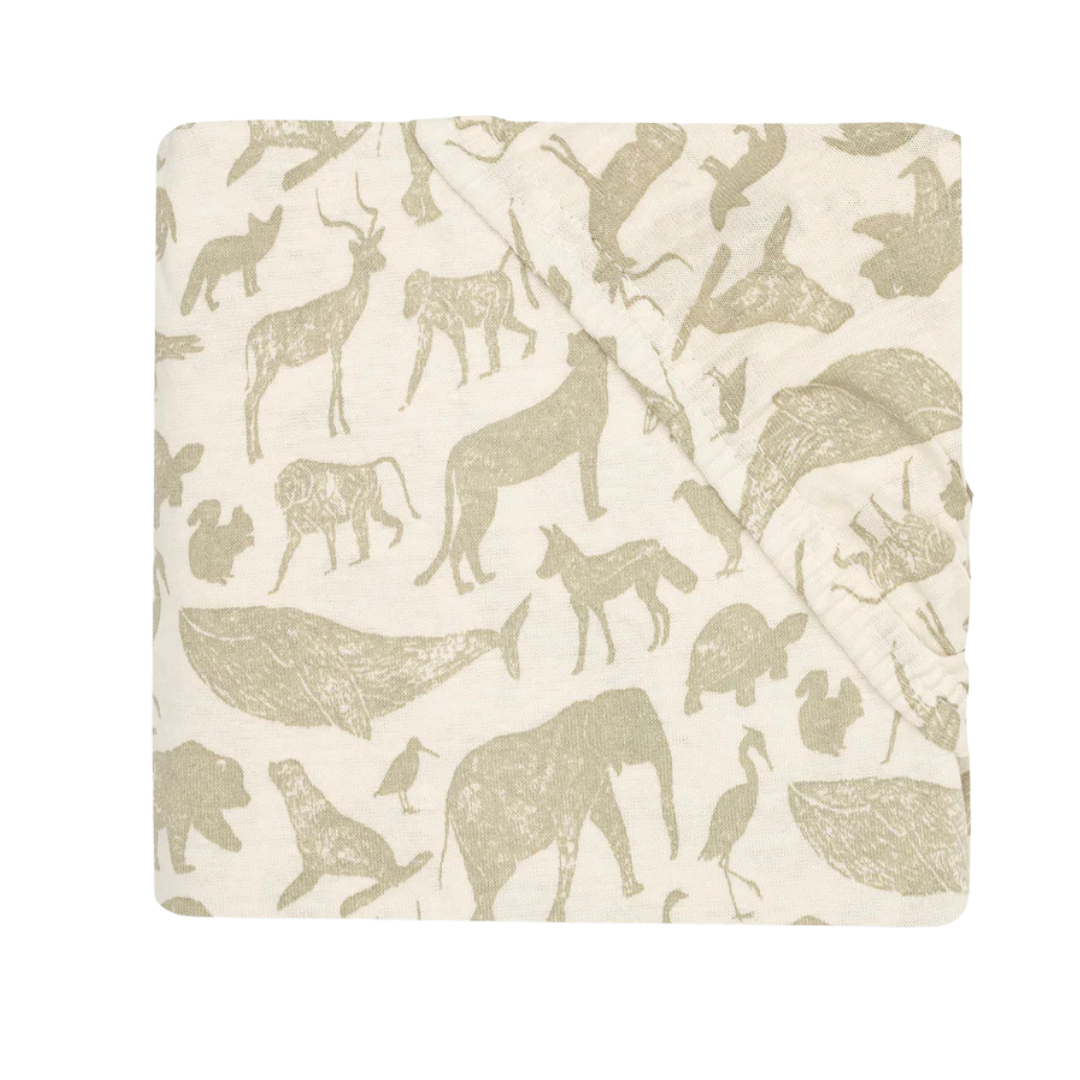 Sabana Bajera Cuna Animals Olive Green 60x120 Jollein