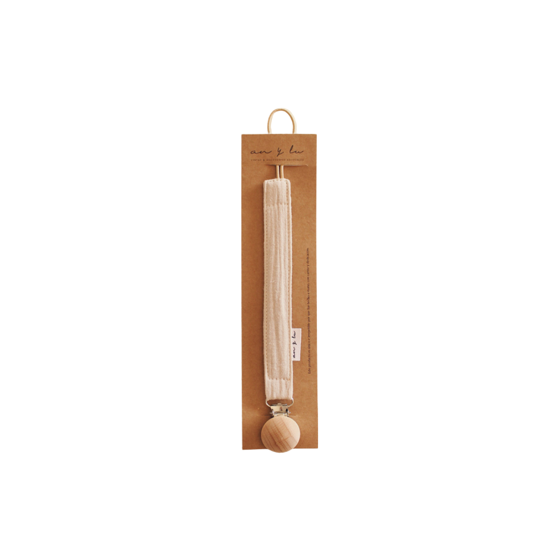 Porta Chupete Beige Muselina An y Lu