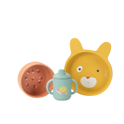 Set vajilla silicona Trois Petits Lapins Moulin Roty