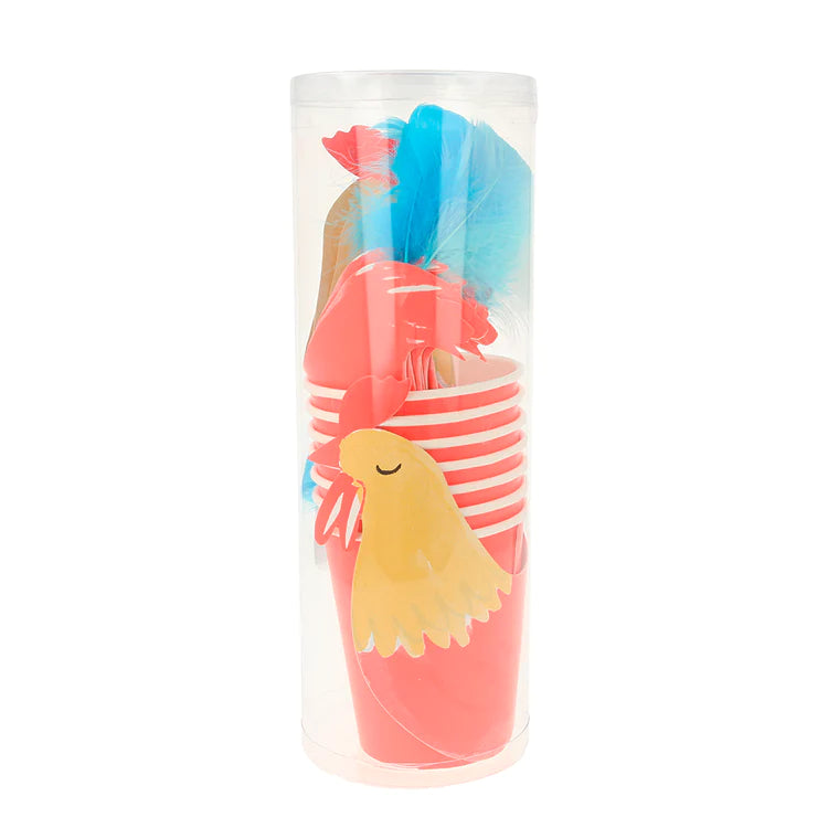 Vasos con funda gallo Meri Meri