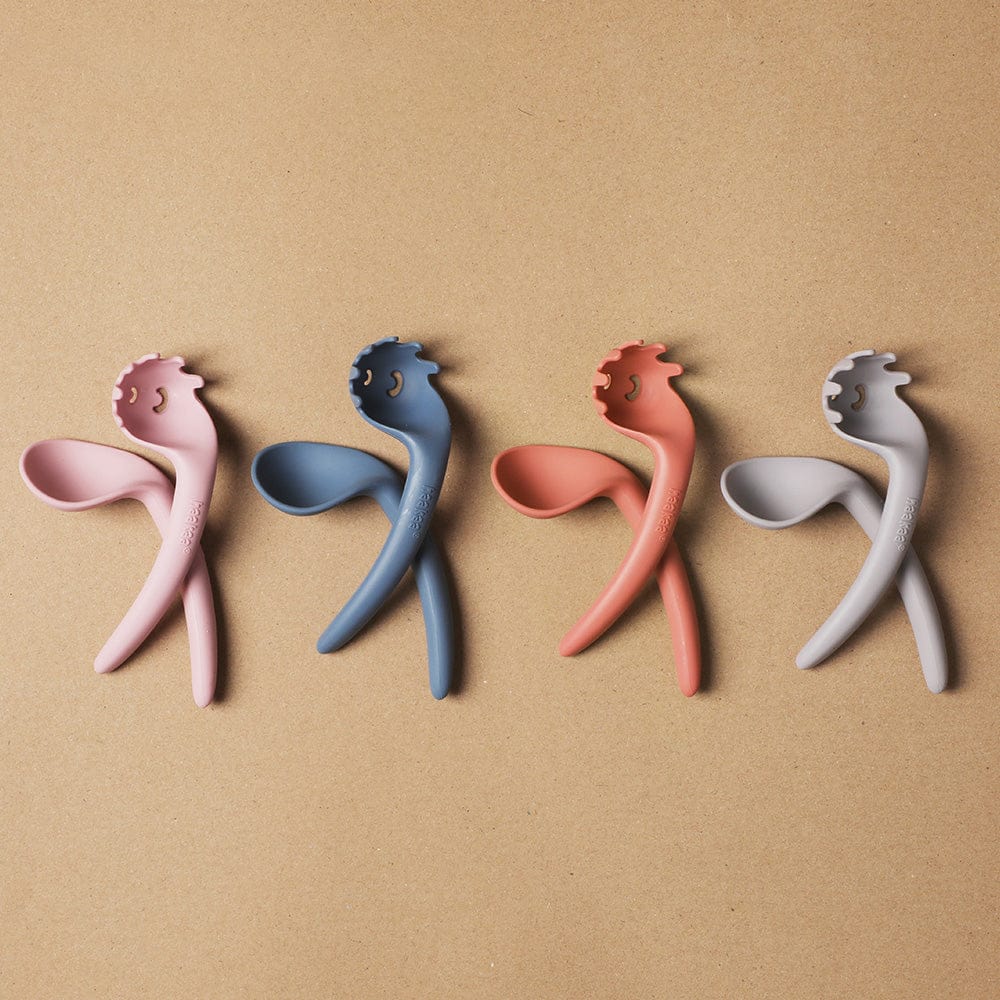 Set de cubiertos curvos de silicona Gris Haakaa