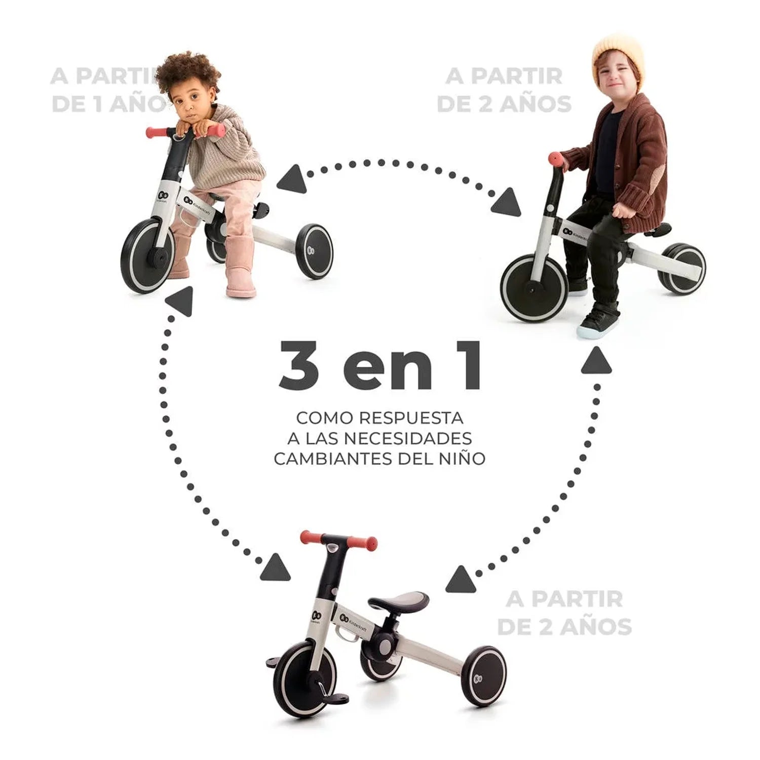 Triciclo 4Trike 3 en 1 Silver Grey Kinderkraft