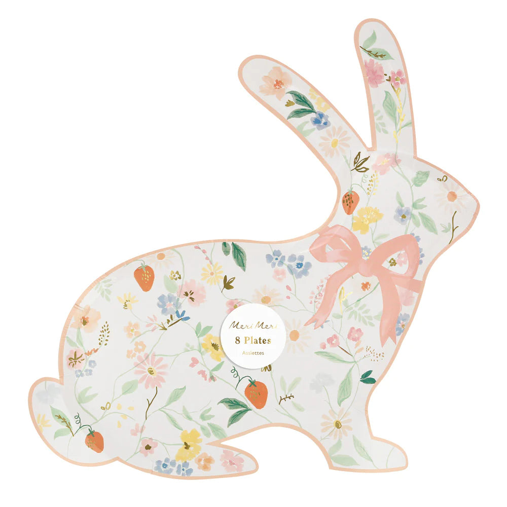 Platos con forma de conejo y flores elegantes Meri Meri