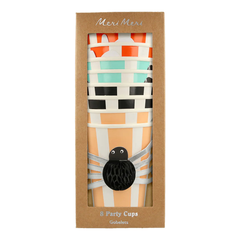 Vasos de Halloween con figuras de honeycomb balls Meri Meri