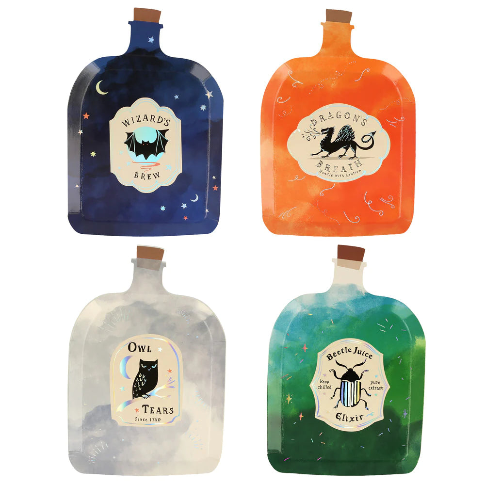 Platos con forma de botellas de hechizos Meri Meri