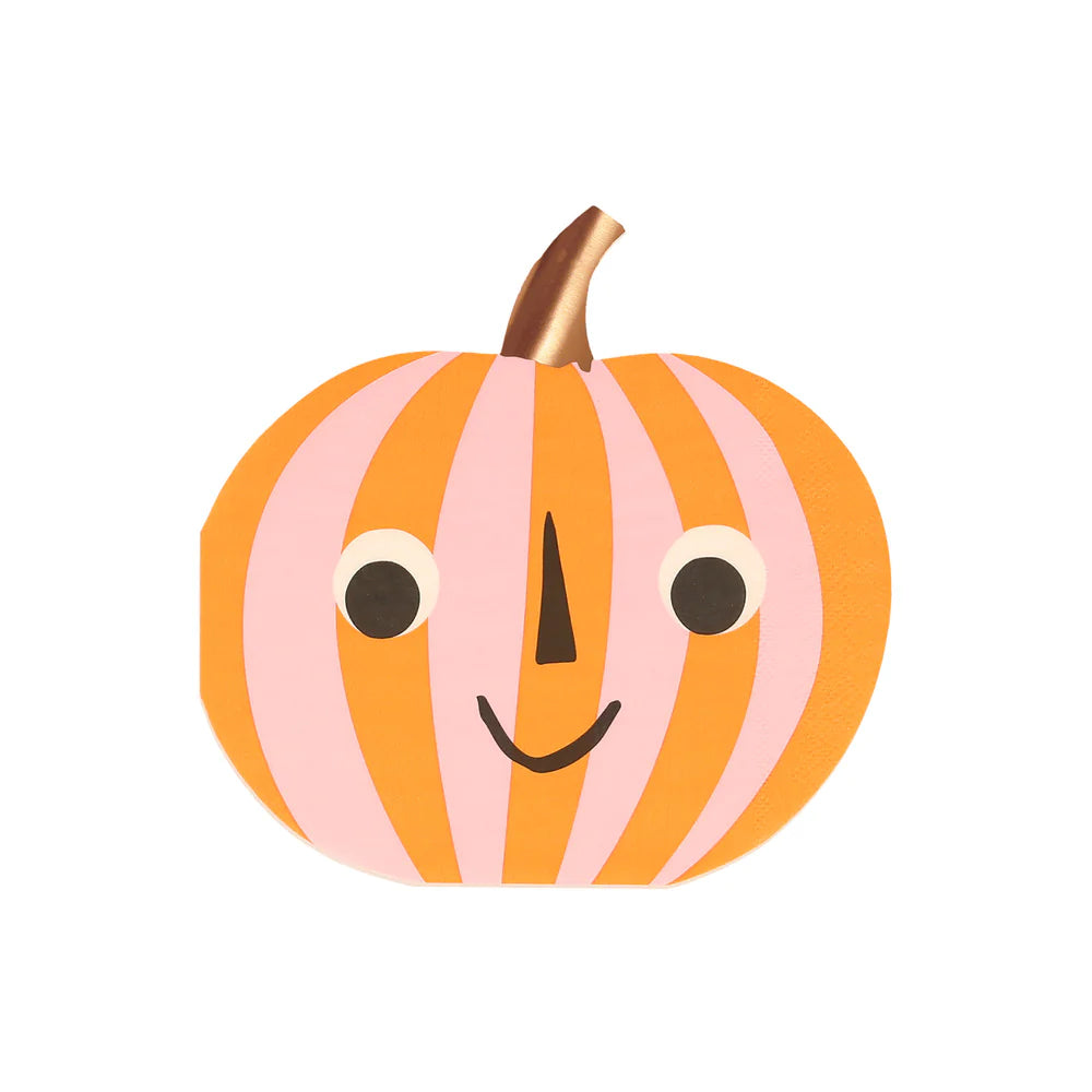 Servilletas con forma de calabaza a rayas naranjo y rosado Meri Meri