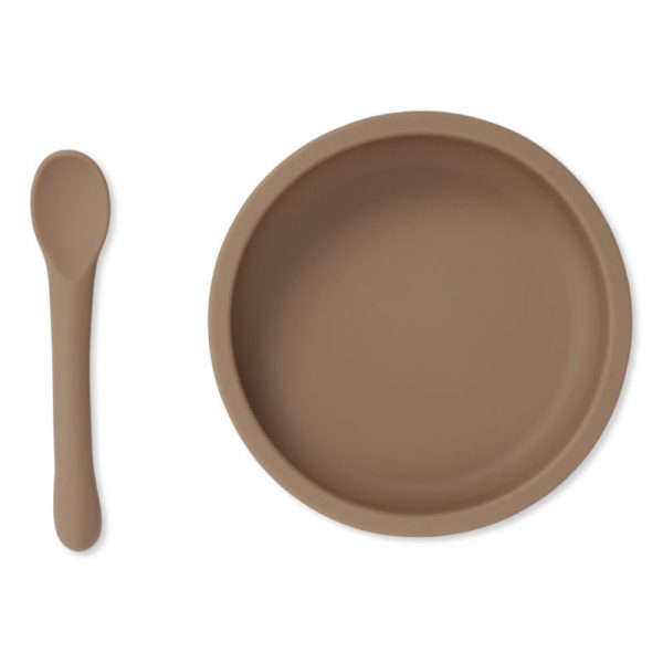 Set Plato y Cuchara de Silicona Konges Sløjd Bark