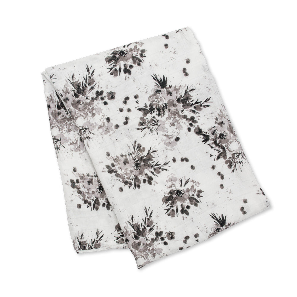 Swaddle Black Floral Lulujo