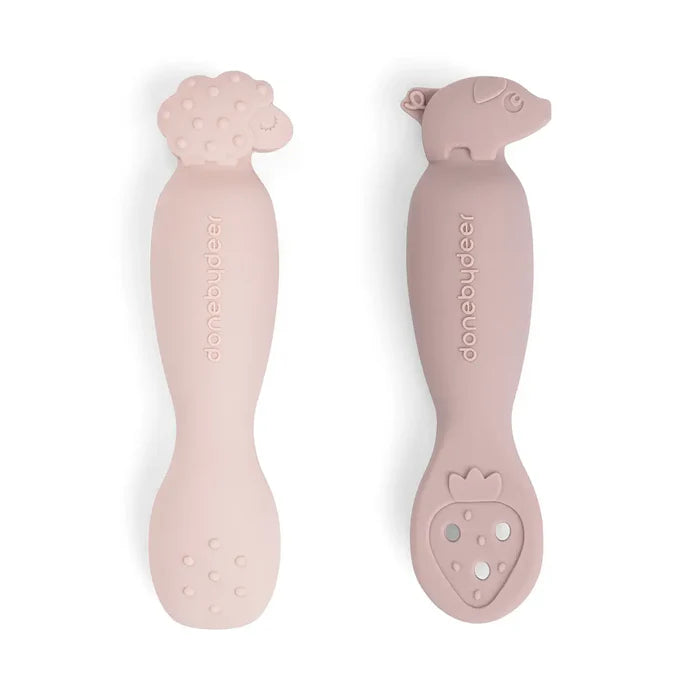 Juego de cucharas de aprendizaje Tiny Farm rosa Done By Deer