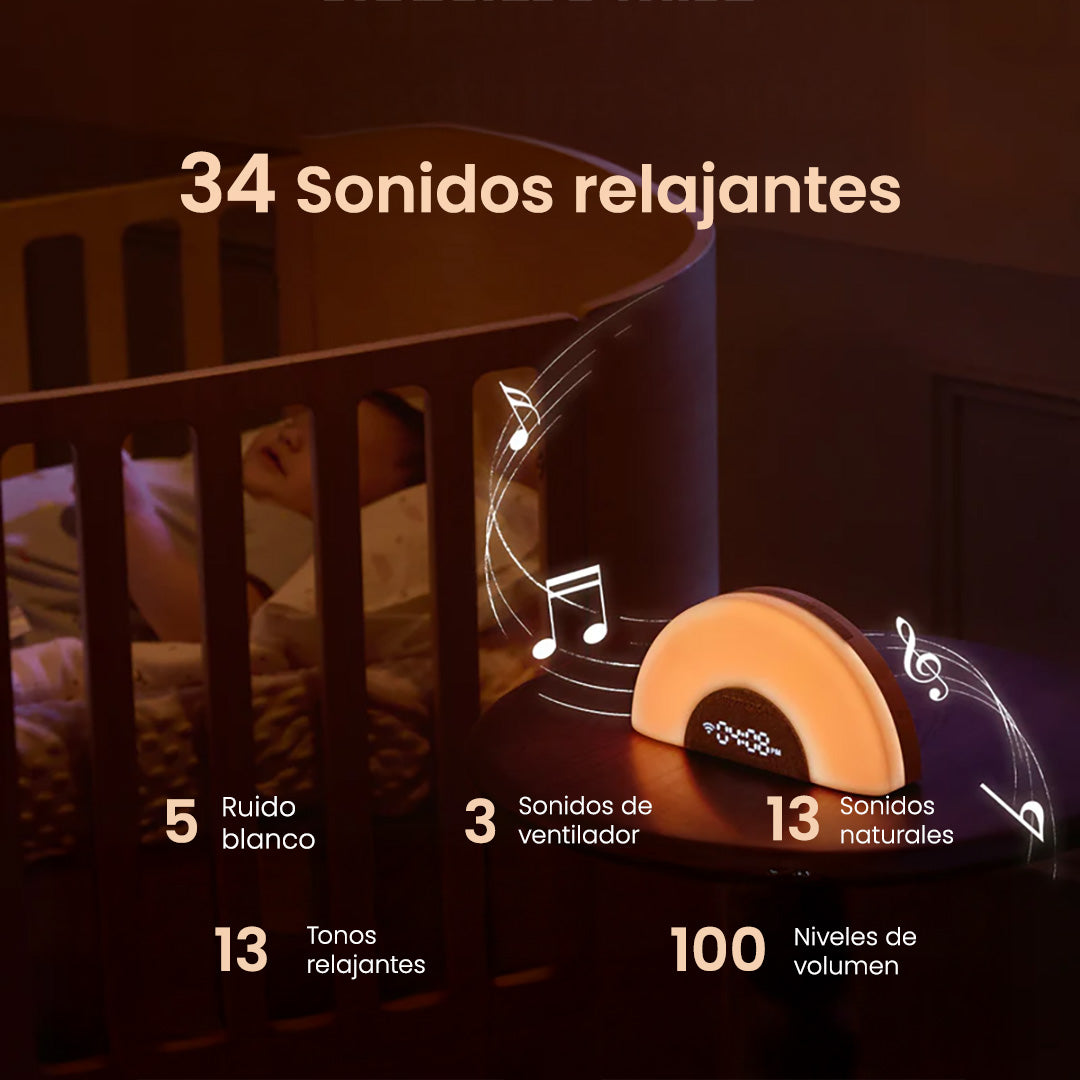 Lámpara y Máquina Ruido Blanco Arcoíris Momcozy