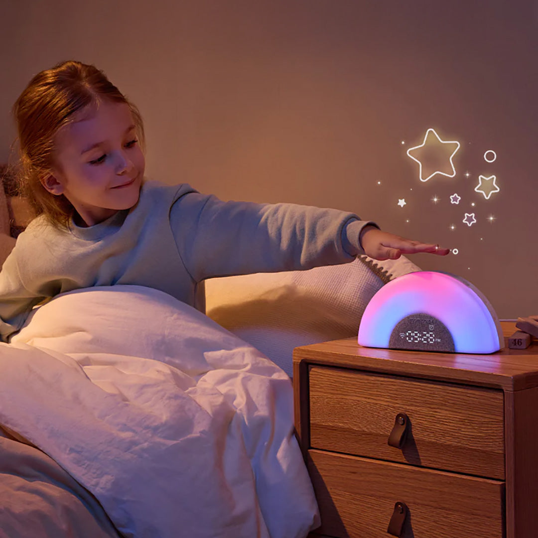 Lámpara y Máquina Ruido Blanco Arcoíris Momcozy