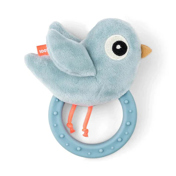 Sonajero sensorial con mordedor Birdee azul Done By Deer