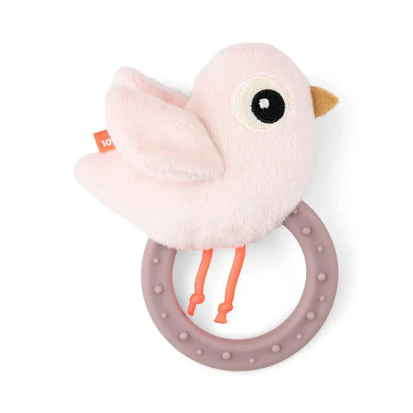 Sonajero sensorial con mordedor Birdee Rosa Done By Deer