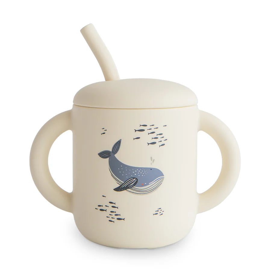 Vaso con Bombilla Whales Mushie