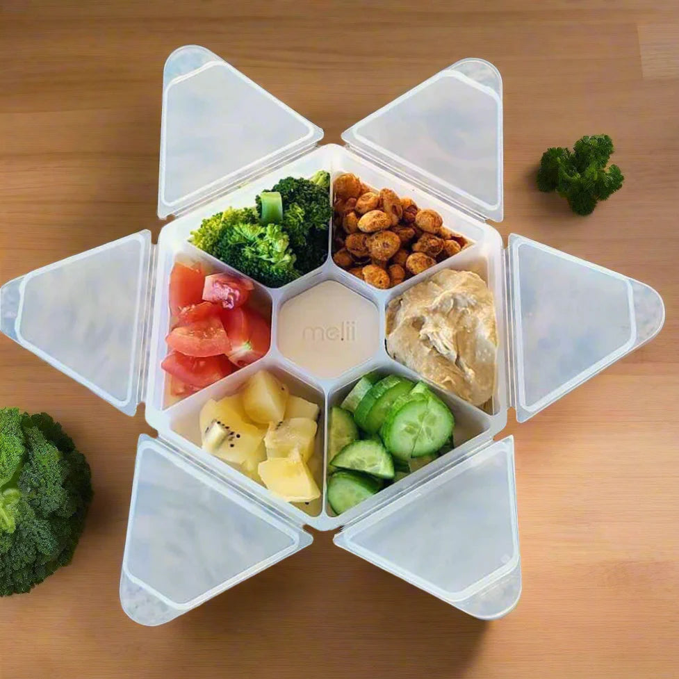 Caja Contenedora de Snack Hexagonal Azul Melii
