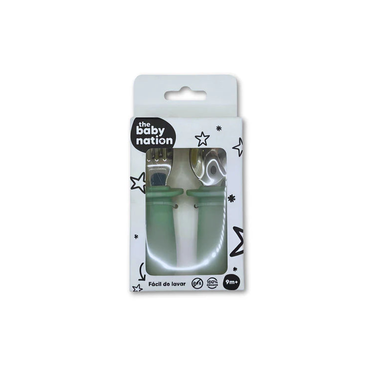 Set de Cuchara y Tenedor Verde The Baby Nation