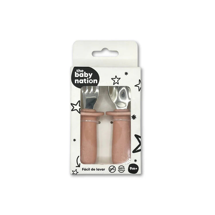 Set de Cuchara y Tenedor Rosa The Baby Nation
