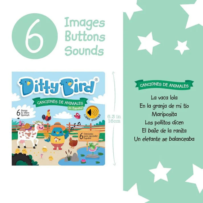 Libro Interactivo Canciones de Animales en español Ditty Bird