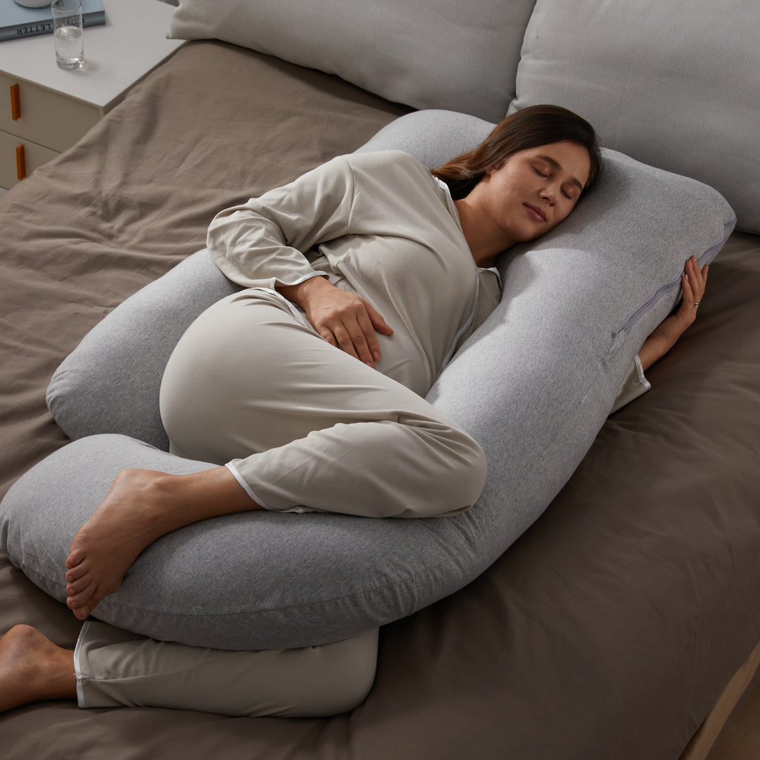 Almohada de embarazo forma de U con tela refrescante Momcozy
