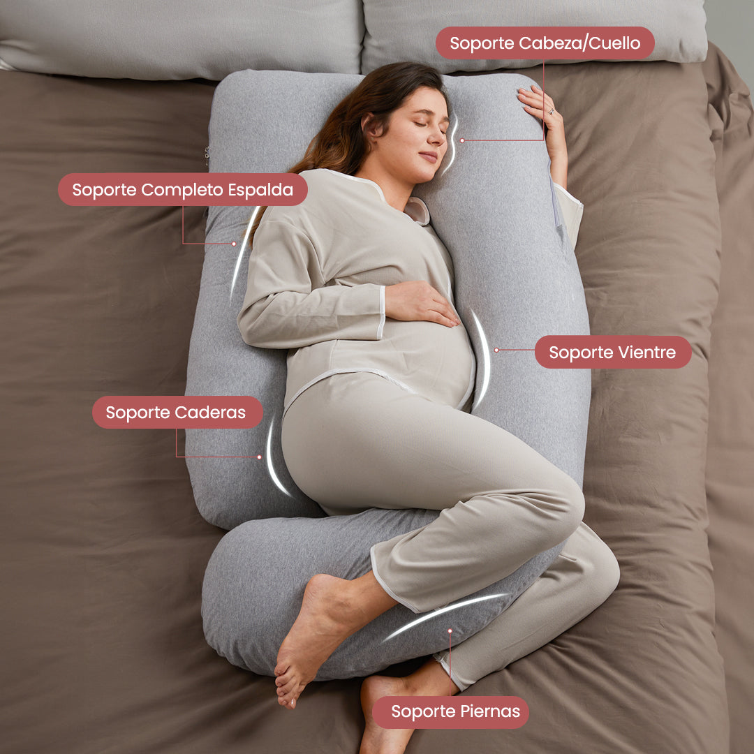 Almohada de embarazo forma de U con tela refrescante Momcozy
