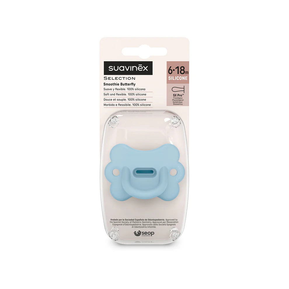 Chupete Infinity Blue Butterfly con Tetina Fisiologica SX Pro de Silicona 6/18 meses Suavinex