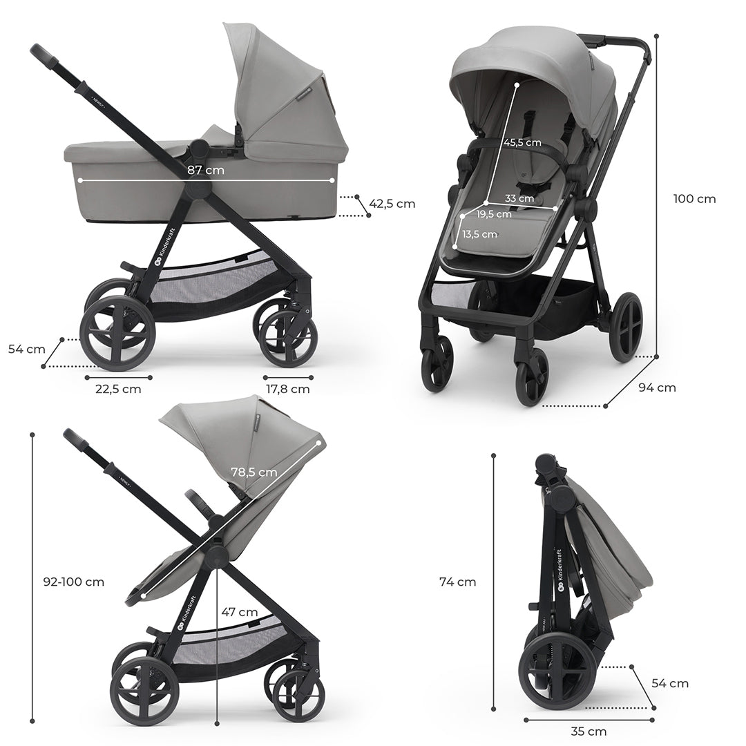 Travel System Newly 3 en 1 + Base Mink FX Moonlight Grey Kinderfraft