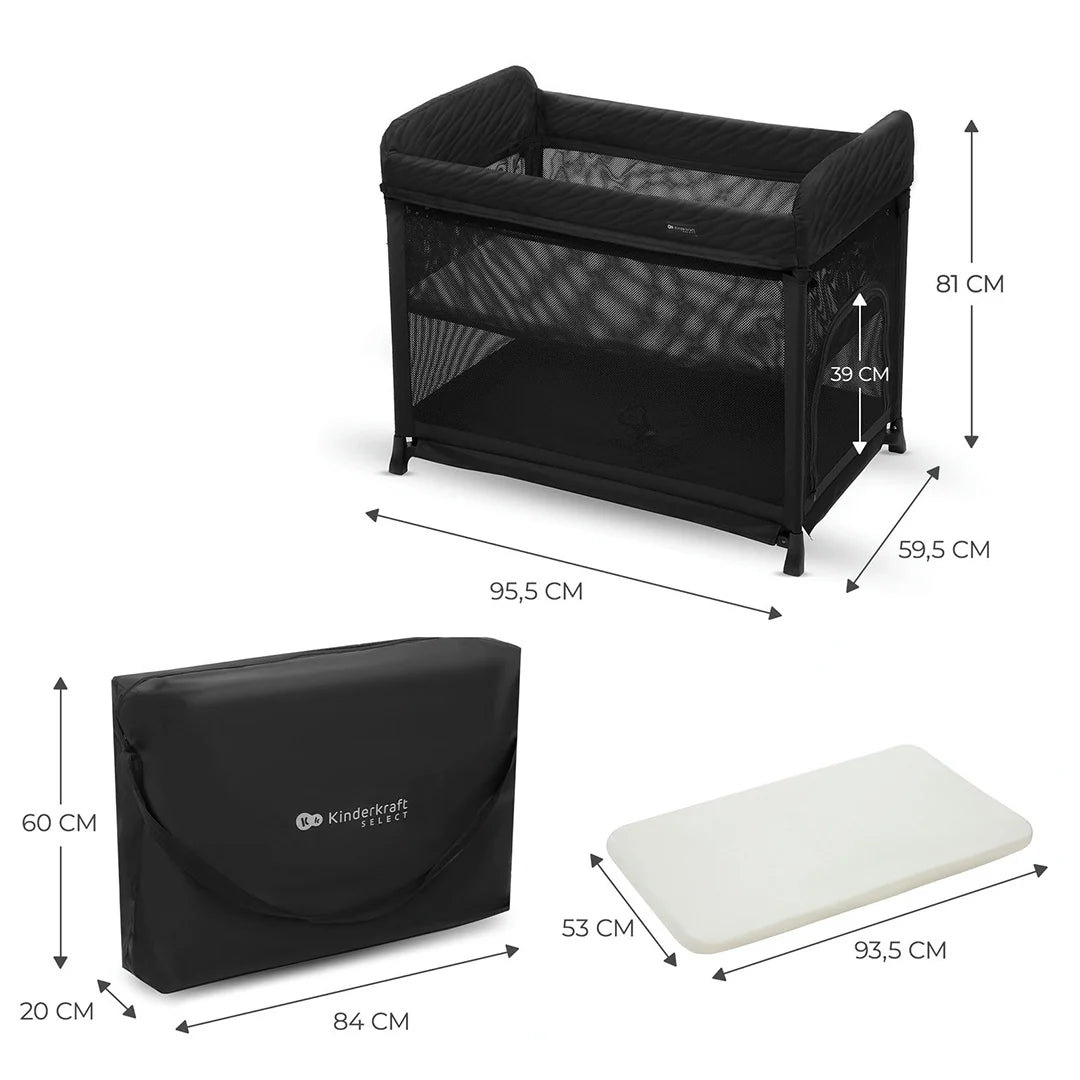 Cuna de viaje Moon Dream Negro KinderKraft
