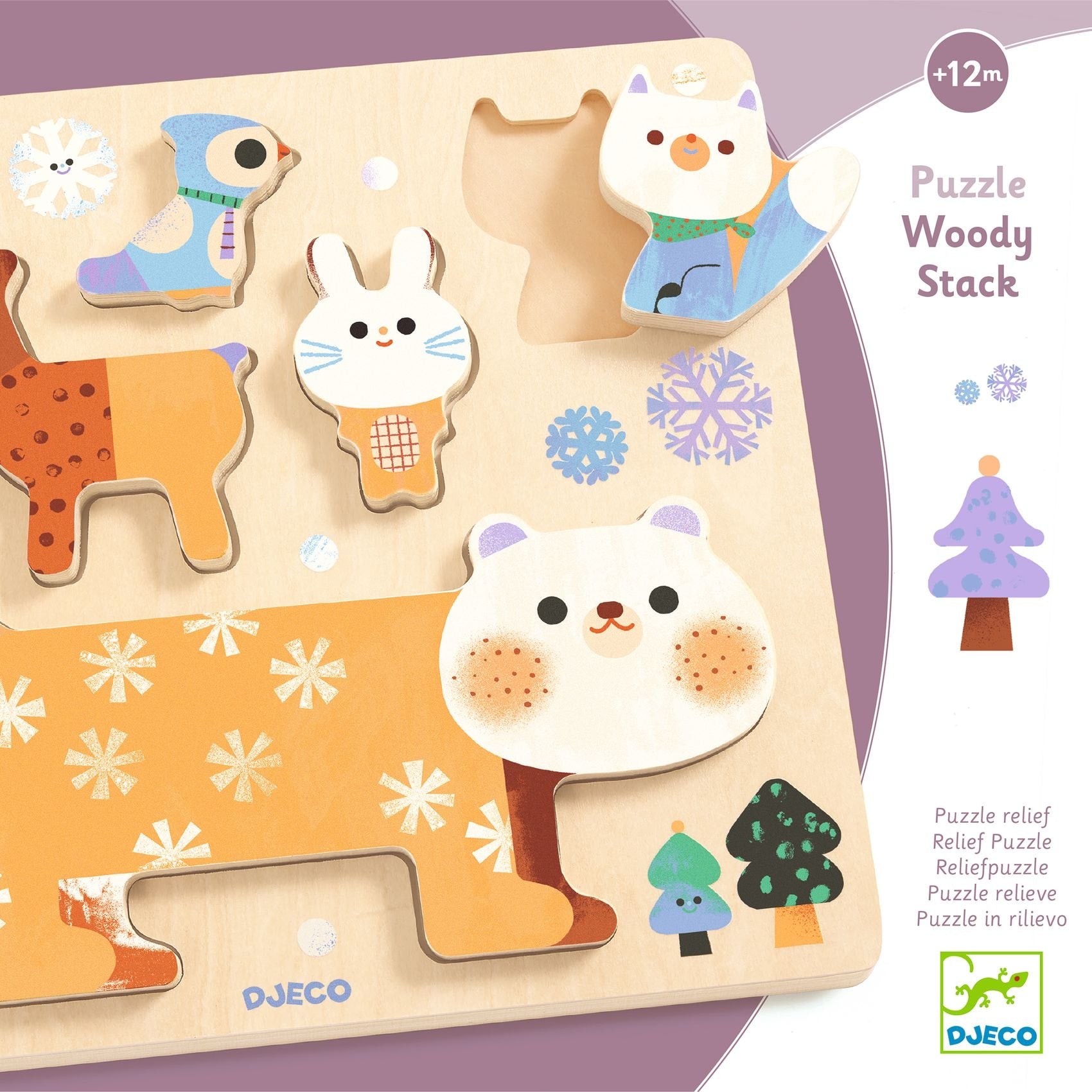 Puzzle de Madera Apilable WoodyStack Animales Djeco