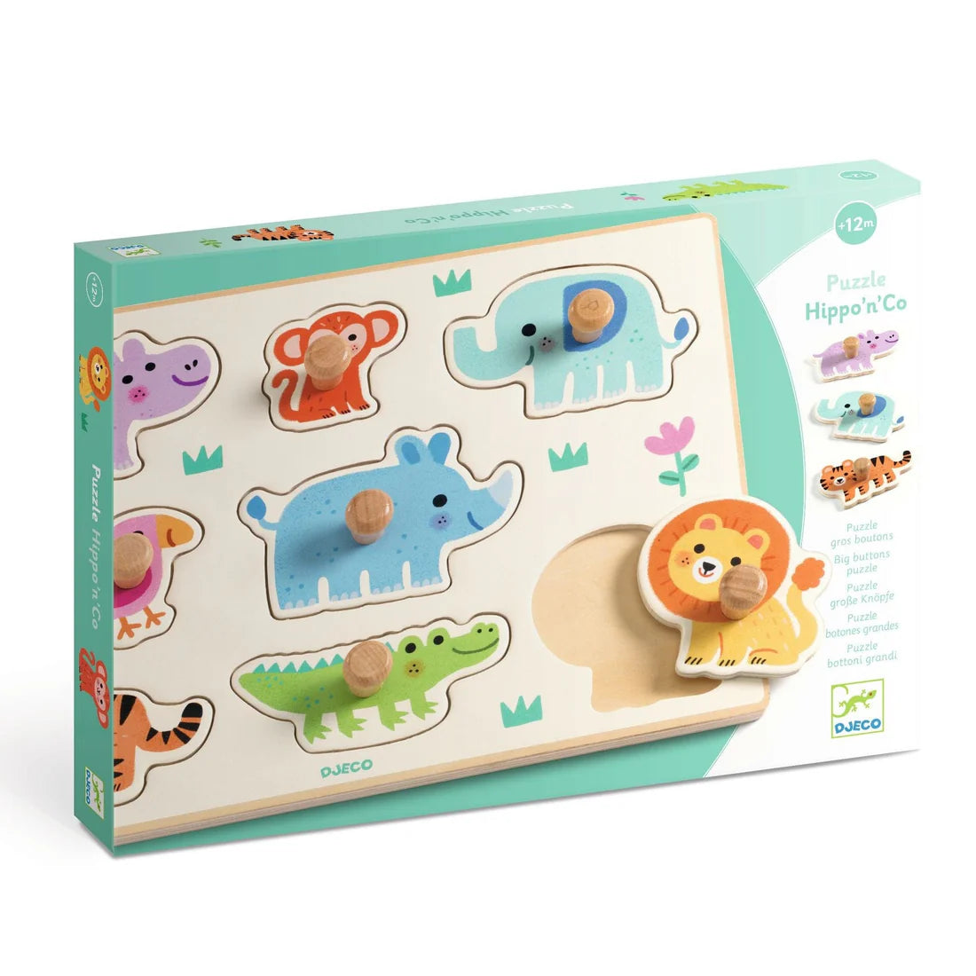Puzzle Madera Hippo´n´Co 8 piezas Djeco